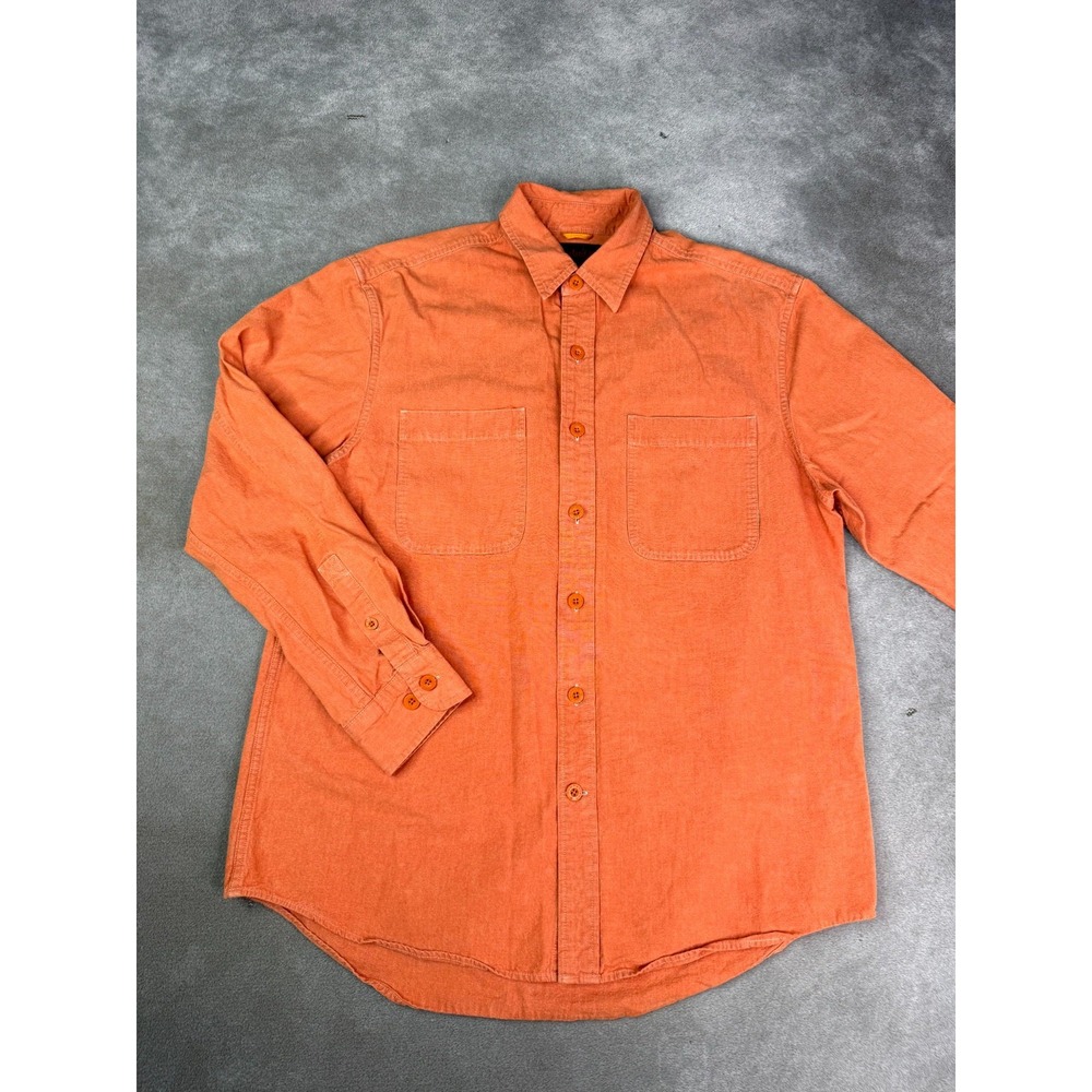 Timberland Shirt Mens Large Burnt Orange Cotton Casual Duel Pockets Button Up